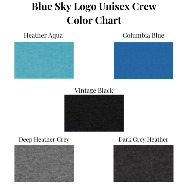 Blue Sky Logo Unisex Crew T-Shirt Color Chart